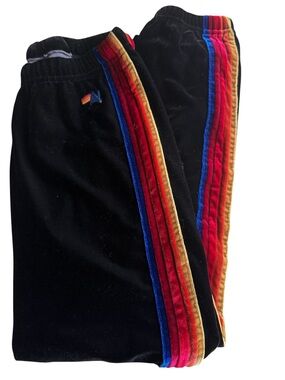 Aviator Nation black velour joggers XS